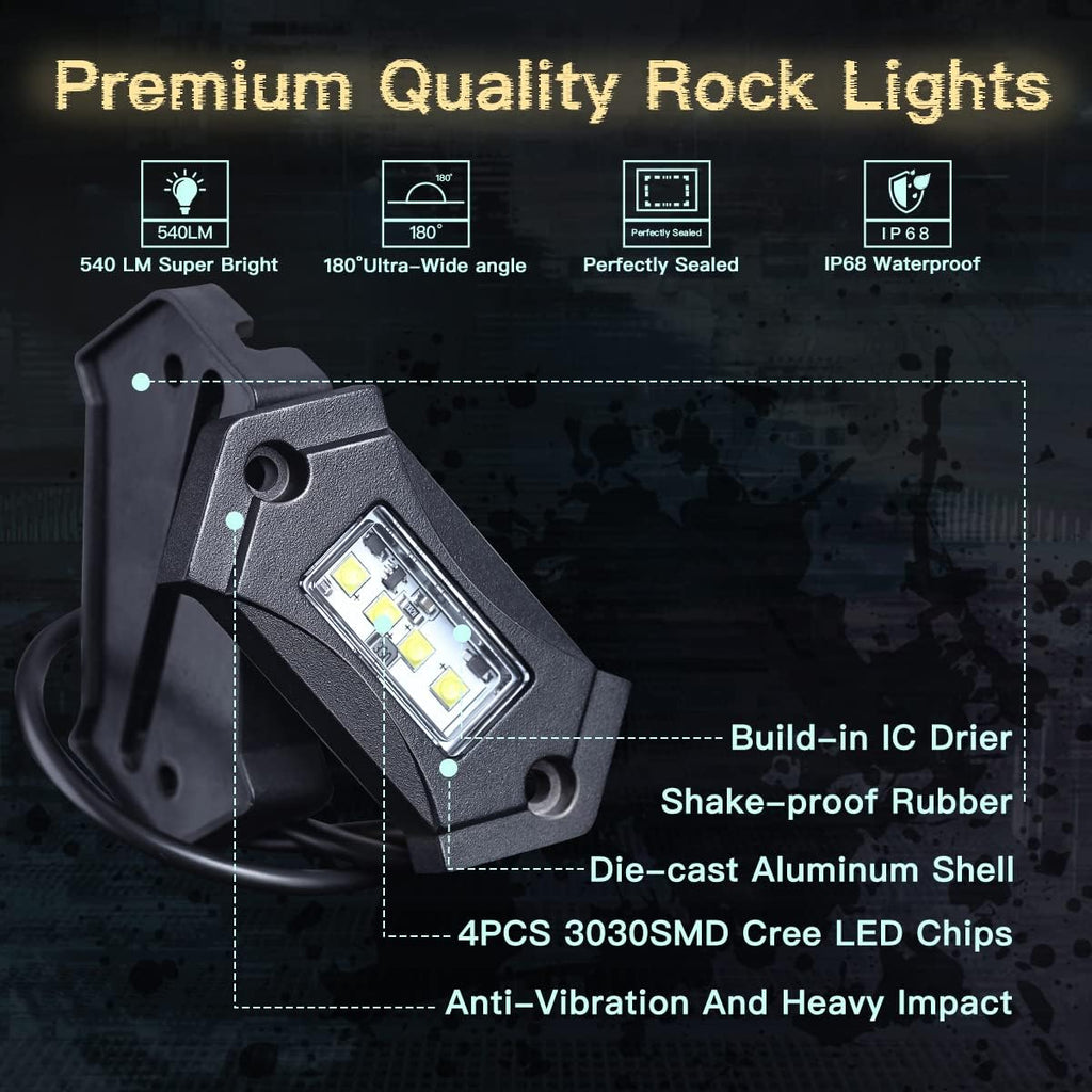 White LED Rock Lights IP68 Waterproof 12Pods X96361