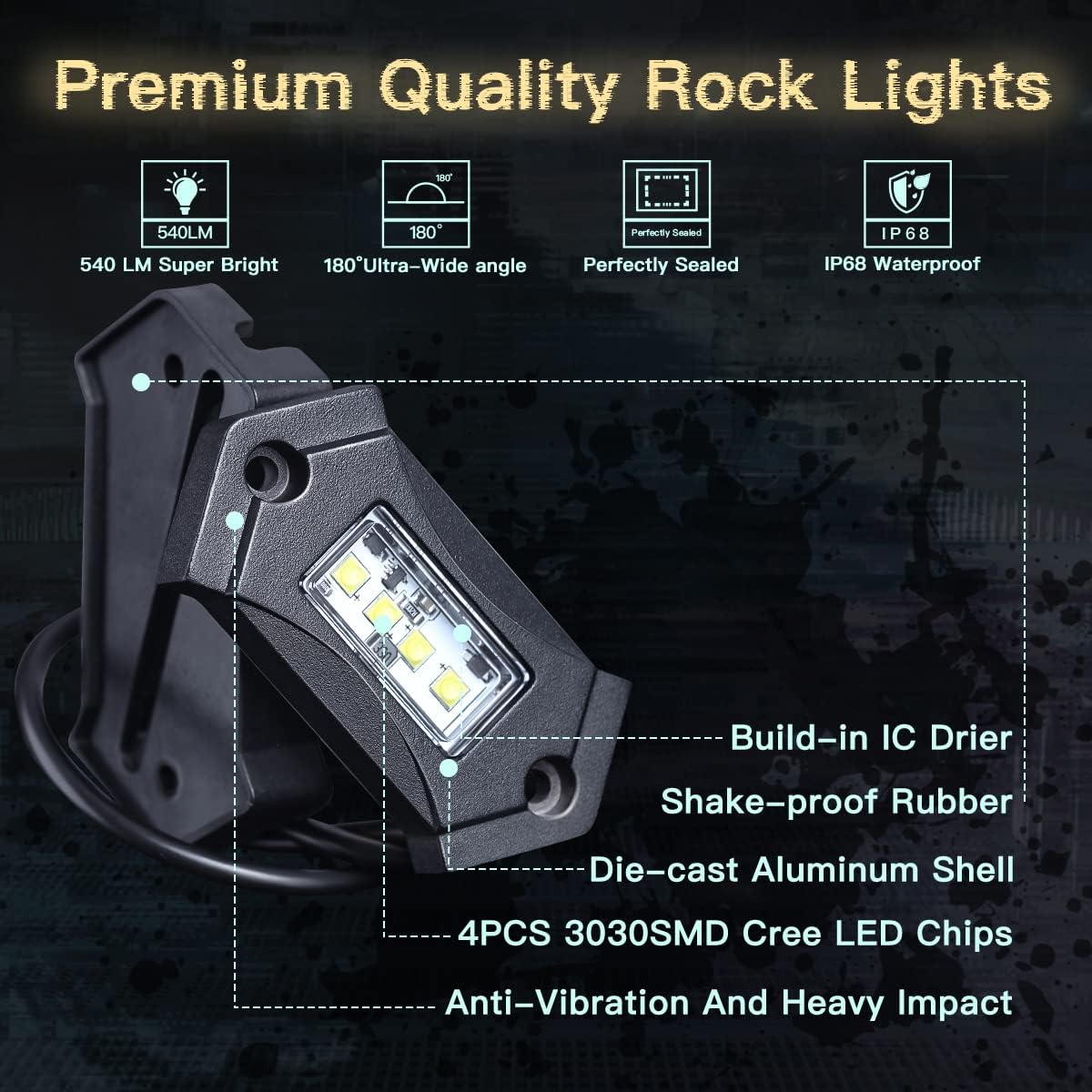 White LED Rock Lights IP68 Waterproof 12Pods X96361