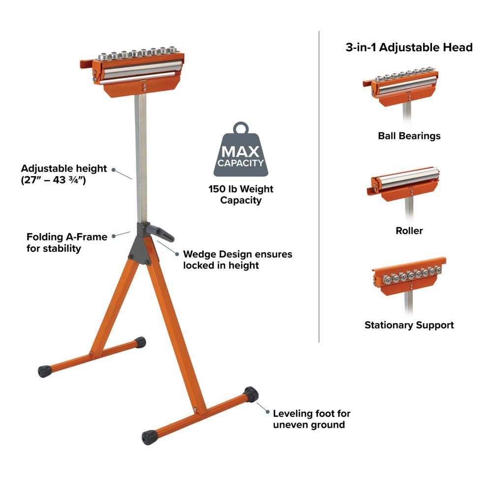 Tri-Function Pedestal Roller Stand, Pack of 2 W222