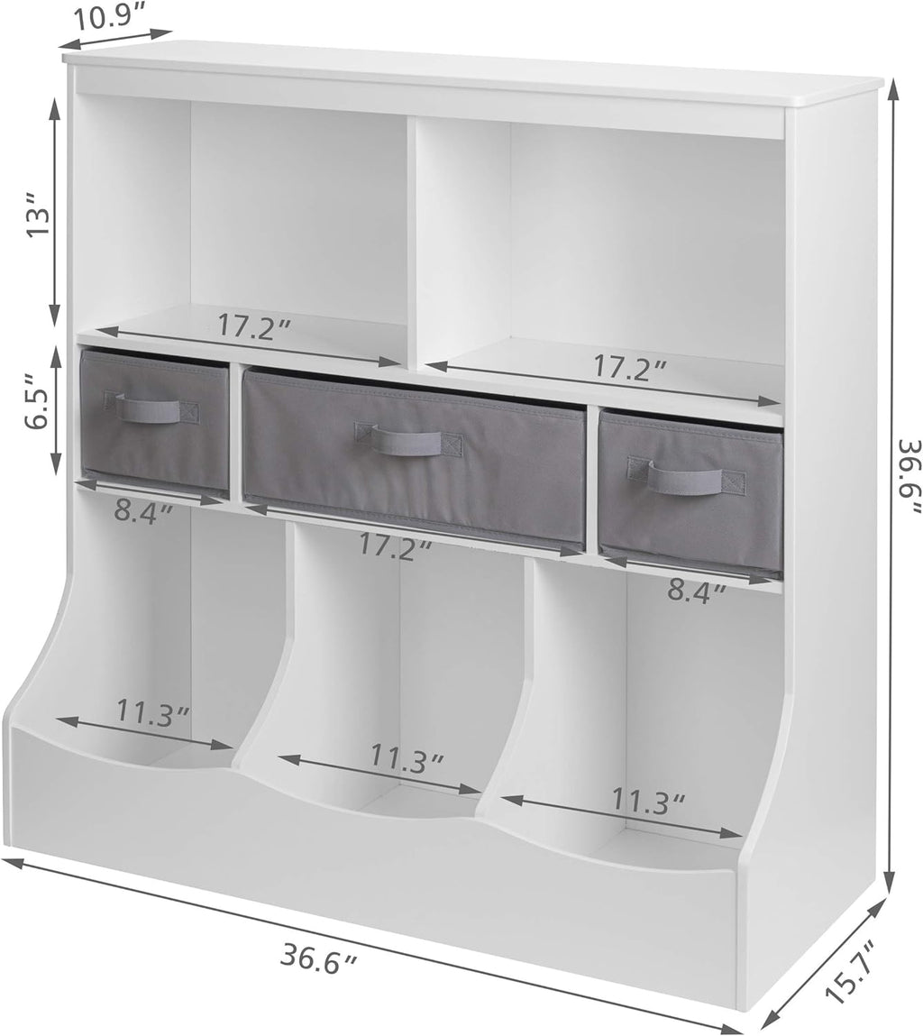 Toy Storage Organizer with 8 Compartments and 3 Baskets N928