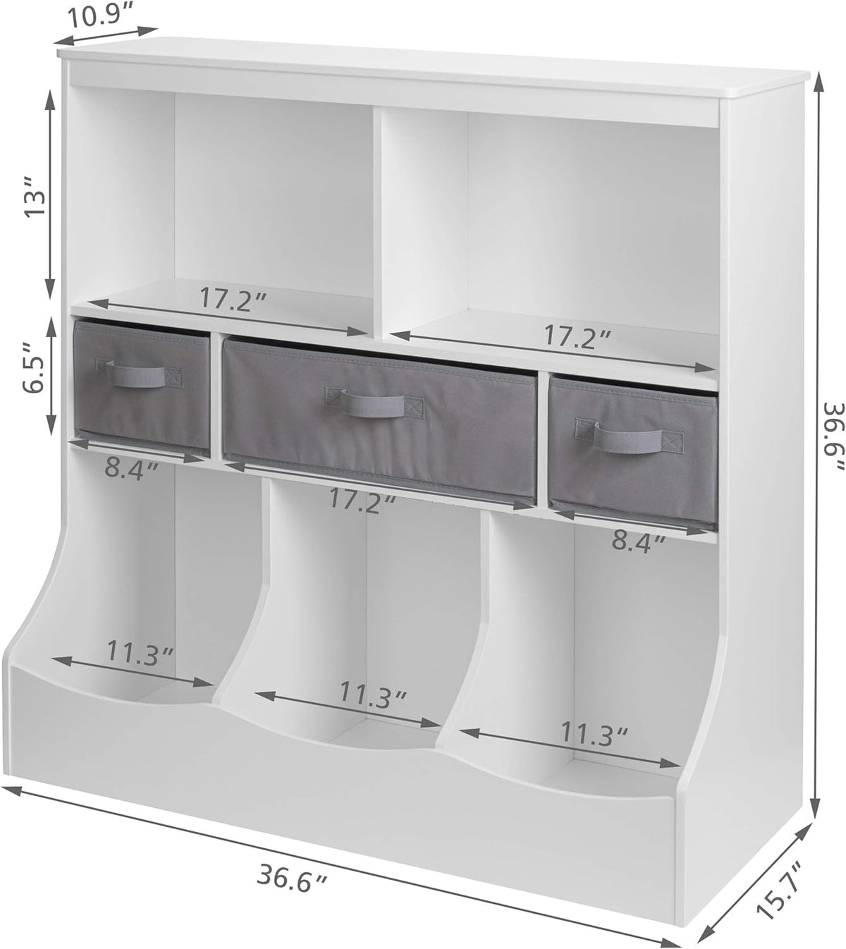 Toy Storage Organizer with 8 Compartments and 3 Baskets N928