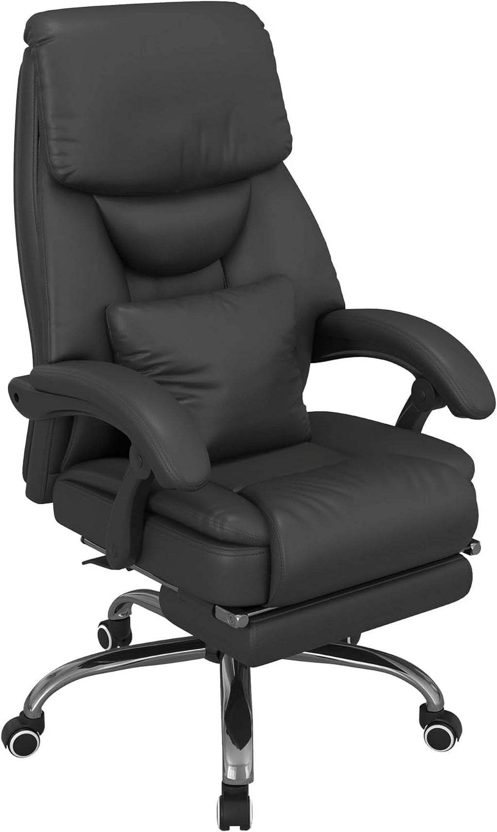 Black PU Leather Reclining Office Chair with Footrest E183