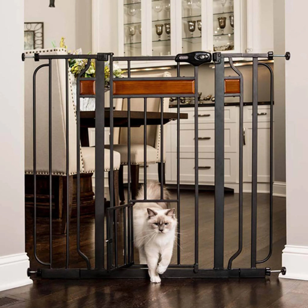 Black Extra Tall Gate with Small Pet Door D8557