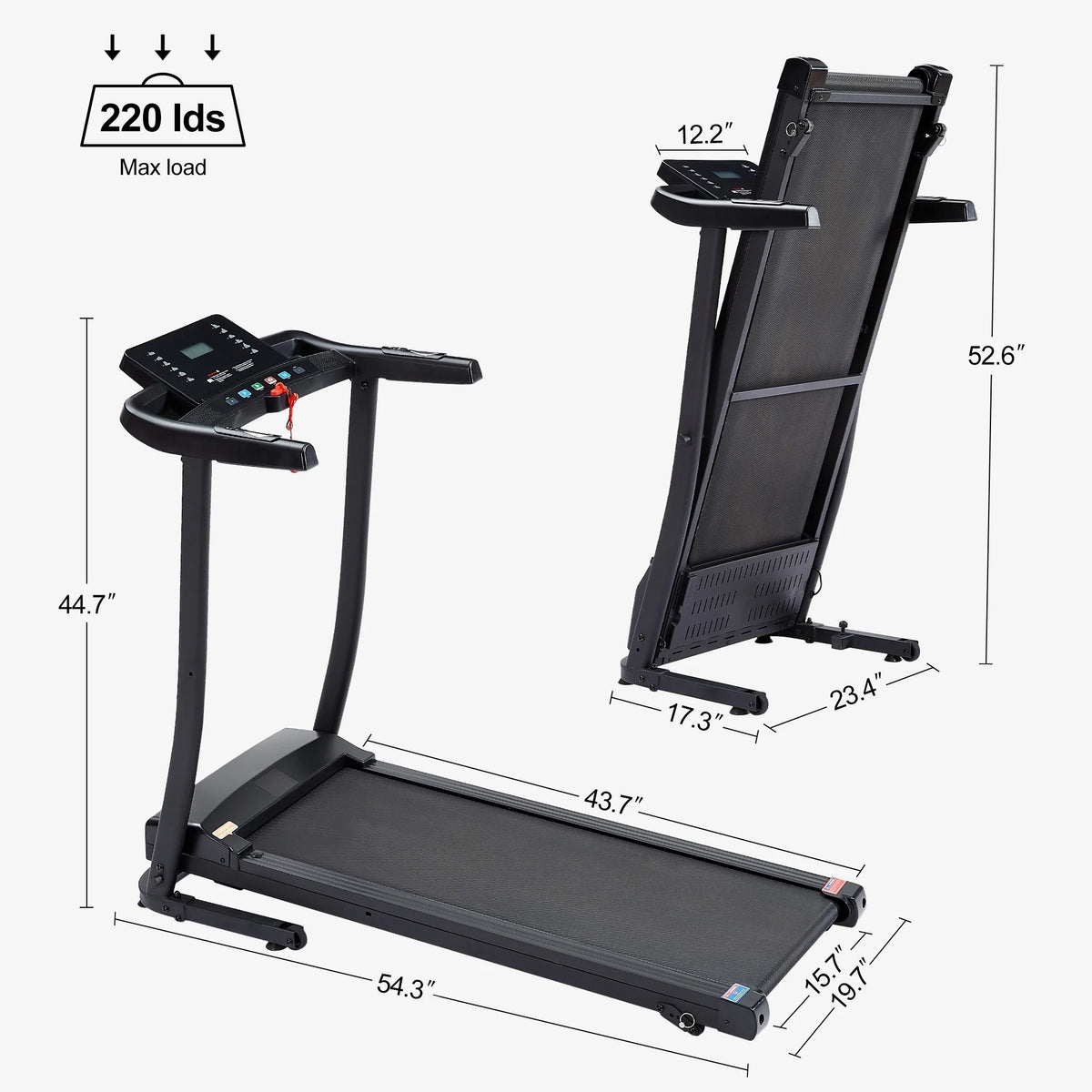 2.5HP Foldable Electric Treadmill with Shock-Absorbent Deck E32846