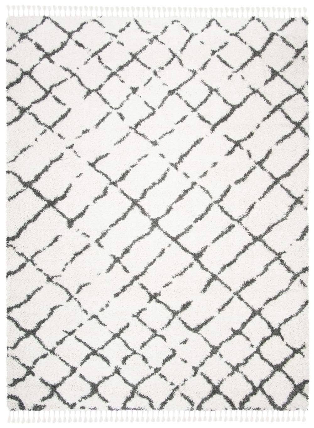 Moroccan Fringe Shag Ivory / Grey Rug W169830