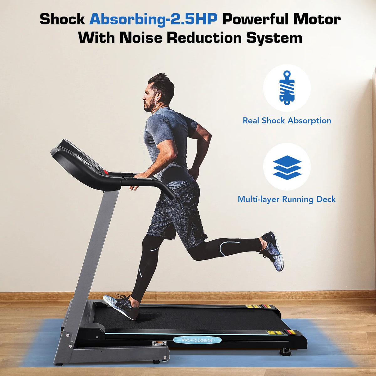 Folding Treadmill 2.5 Horse Power 15 Preset Programs B514