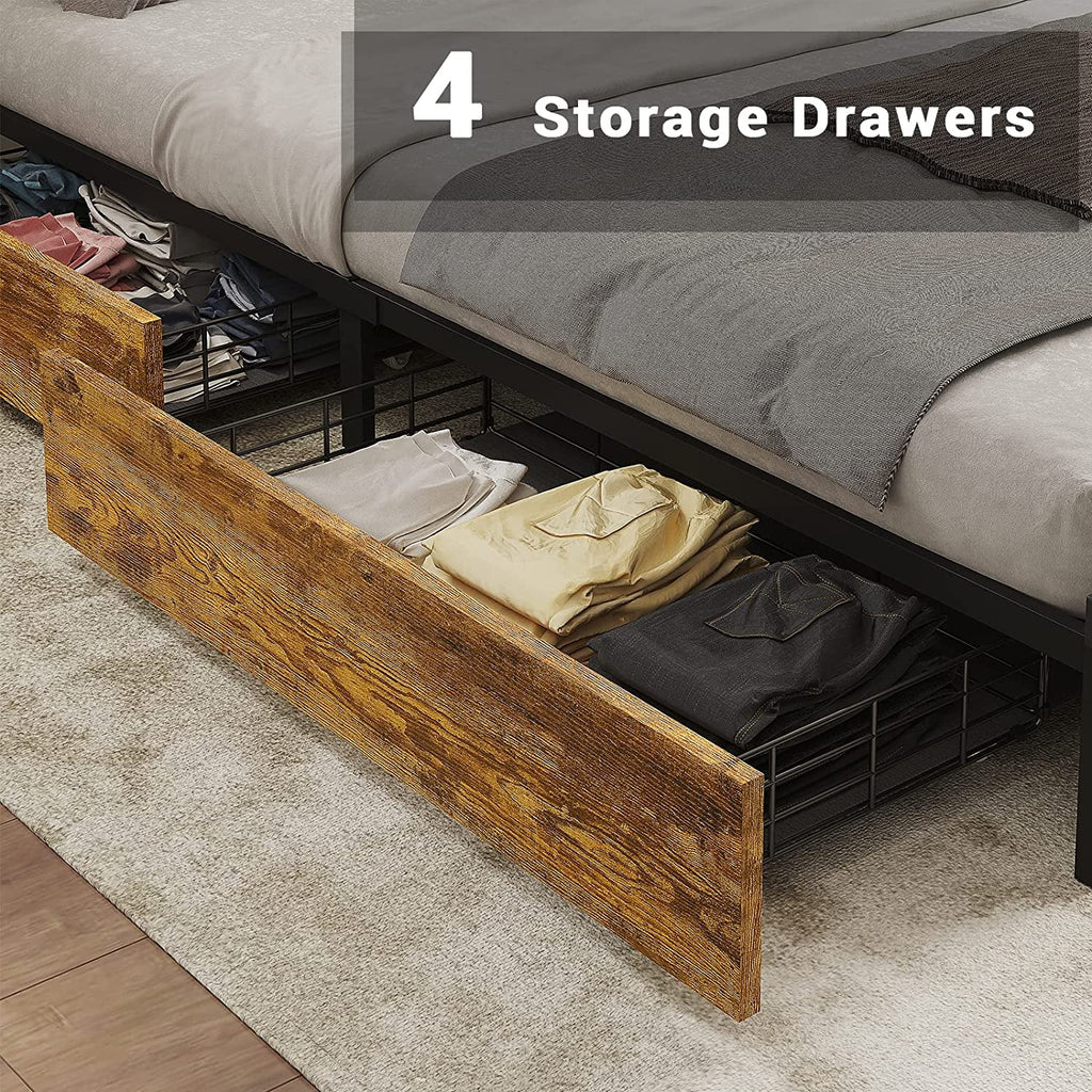 Queen Bed Frame with Headboard and Drawers N700