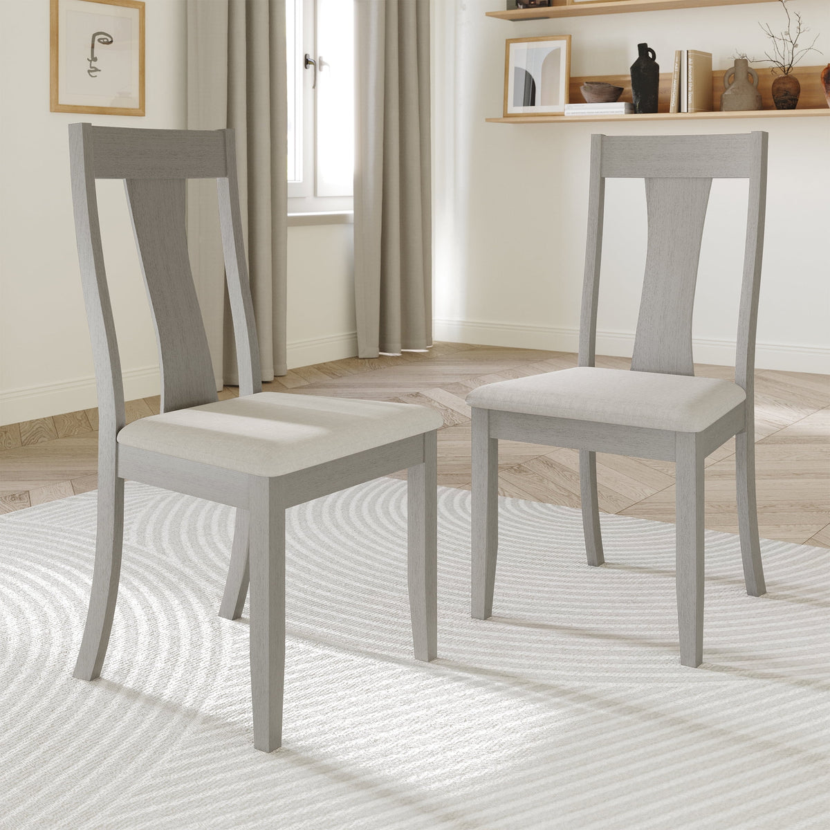 Minimalist Wooden Dining Chair Set of 2 White R2904