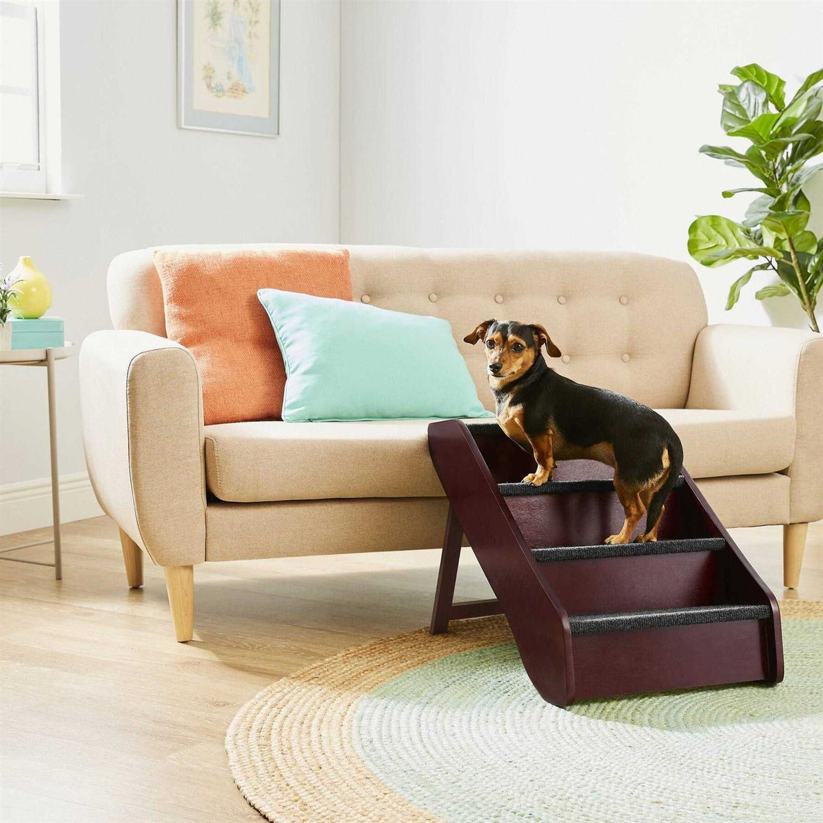 Foldable Wood Carpeted Pet Stairs R6058