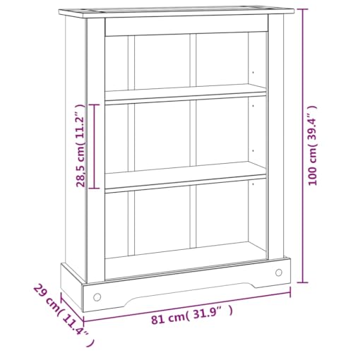 3-Tier Rustic Mexican Pinewood Bookcase Y177