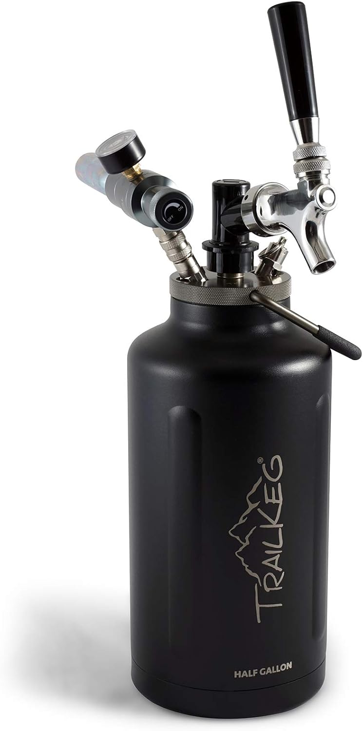 Stainless Steel Half Gallon Growler with Chrome Tap and Dual Stage CO2 Regulator F715374