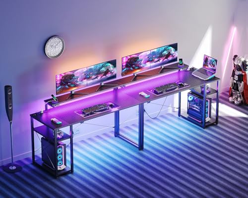 40 Inch Pink Gaming Desk with Shelves W363