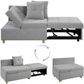 Light Gray Linen Convertible Sleeper Sofa Chair with 2 Throw Pillow V927371