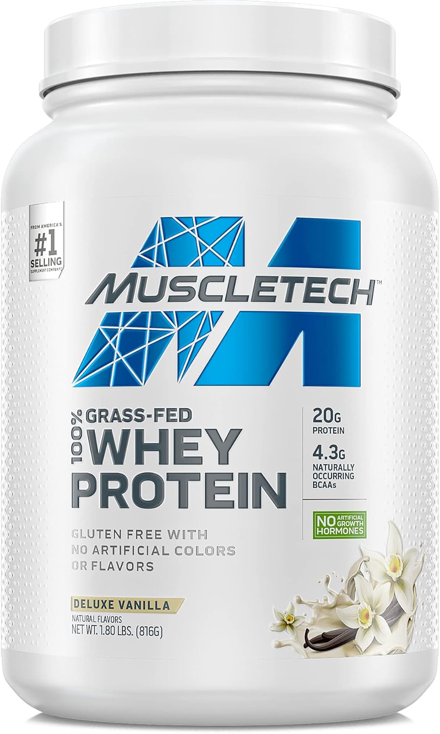 100% Whey Protein Plus Triple Chocolate 1.8 lbs and Grass Fed Whey Protein Powder Deluxe Vanilla 1.8 lbs L28917