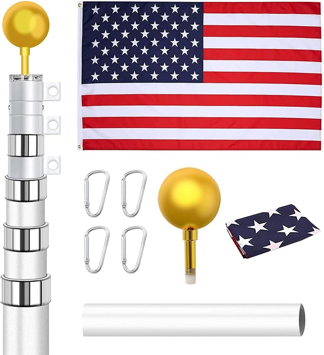 30ft Telescoping Aluminum Flag Pole Kit F583