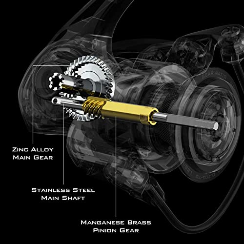 Spinning Reel with 7+1 Stainless Steel Ball Bearings, Aluminum Spool W7613
