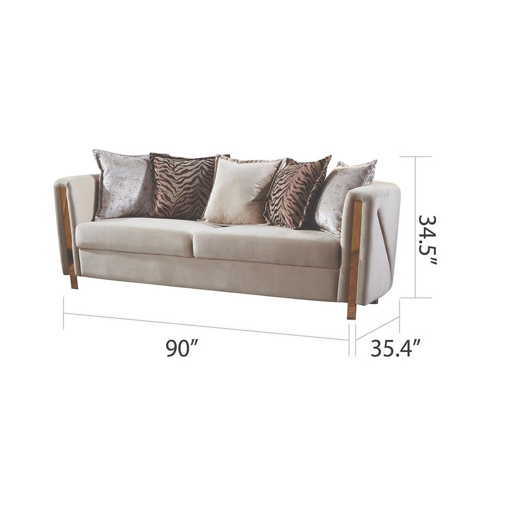 Beige Velvet 2Pc Living Room Set L1575