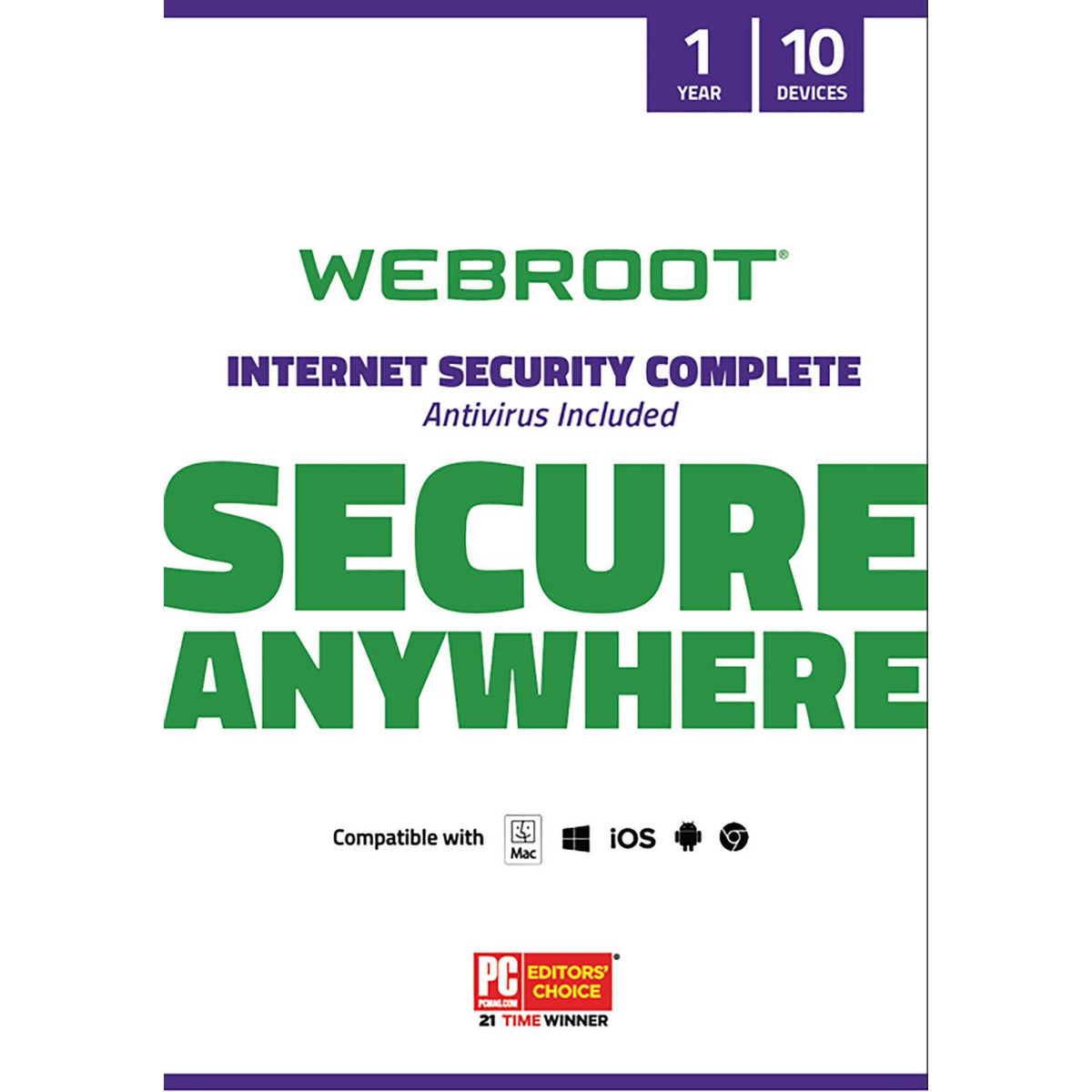 Internet Security Complete Antivirus Software 10 Devices 1 Year PC/Mac D564