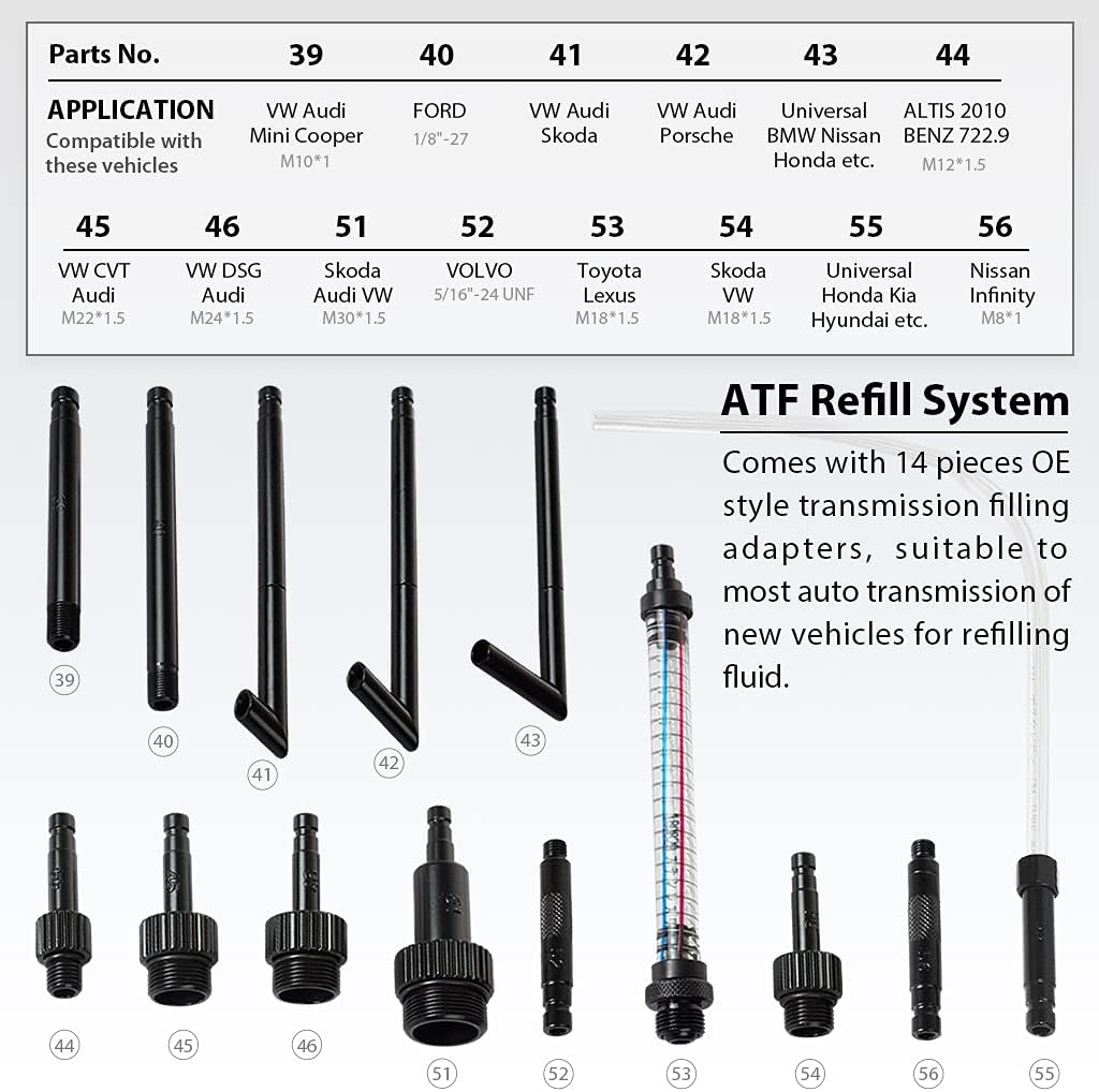 10 Liter ATF Dispenser Kit with 14 Pieces Transmission Filling Adapters X77094