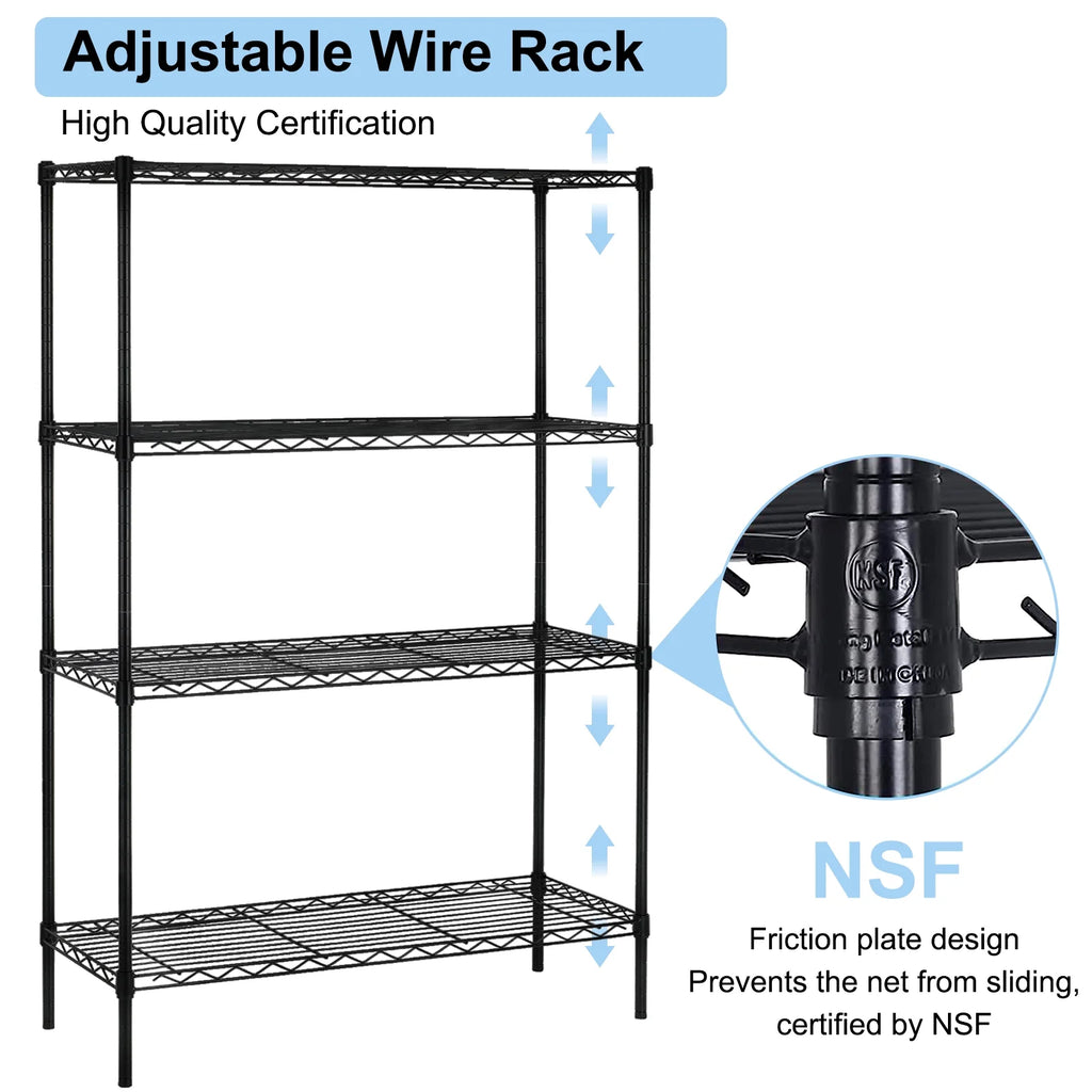 4 Shelf Wire Shelving Unit, 36" L x 14" W x 54" H A33246