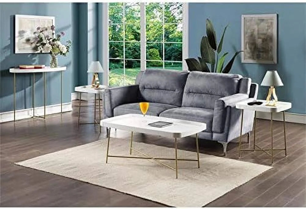 White Wood Coffee Table with X Legs O54954