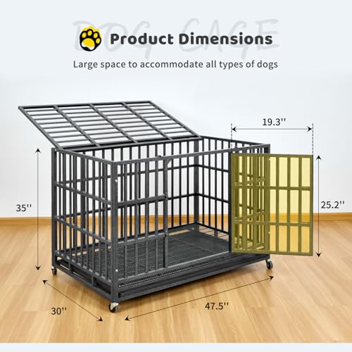 48 Inch Heavy Duty Steel Dog Crate with Wheels and Removable Tray C71748