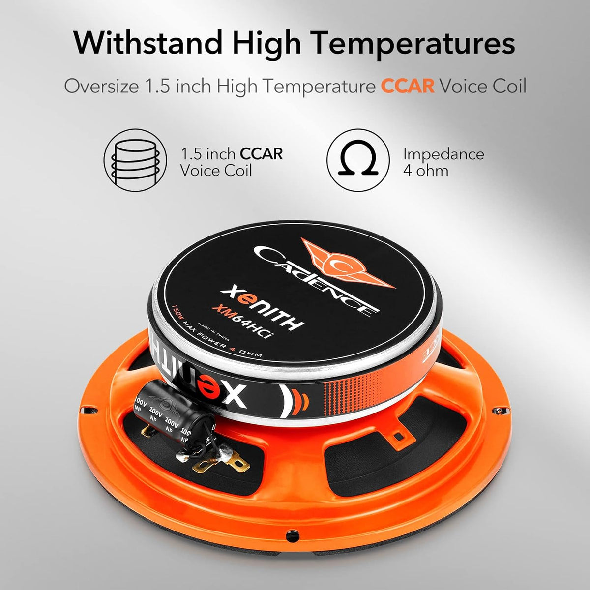 6.5 Inch 4 Ohm 150 Watts Max Power Midrange Car Speaker with Grill Pack of 2 M9821