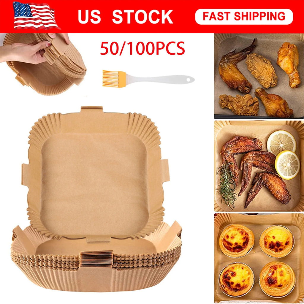 100Pcs 7.9" Air Fryer Disposable Non-Stick Paper Liners V12845