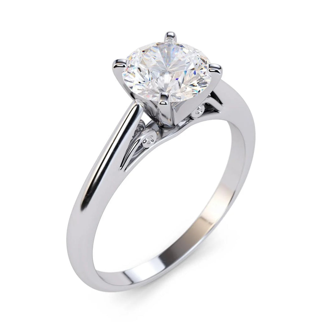 14K White Gold Solitaire Round Moissanite Wedding Ring S52197