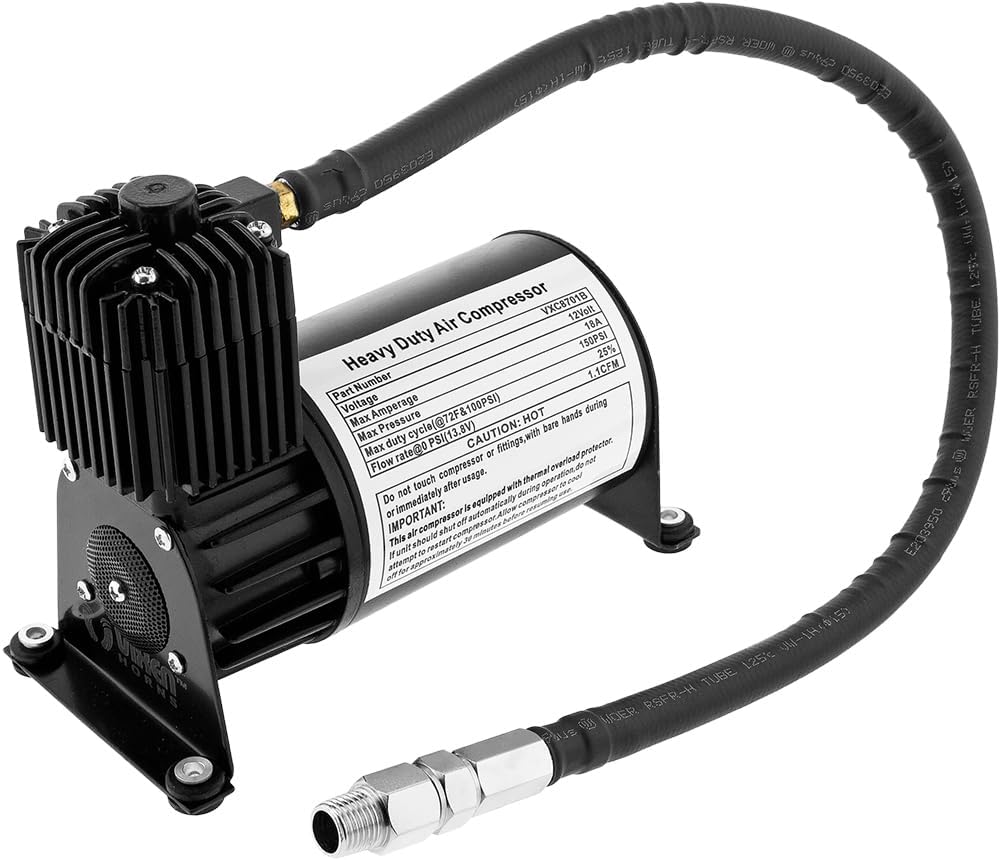 Train Horn Kit with 150psi Air Compressor, 1.5 Gallon Tank, 3 Trumpets Y9024