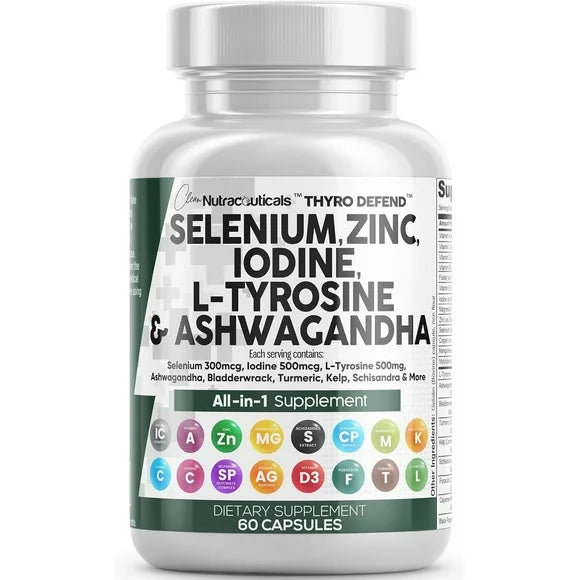 Selenium Zinc Iodine L Tyrosine Ashwagandha 60 Capsules V309557