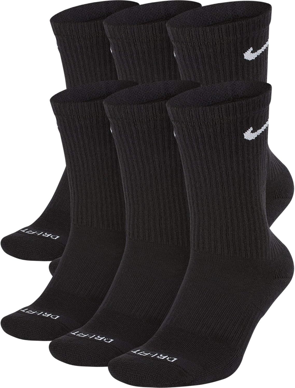 6 Pack Black Crew Socks J549488