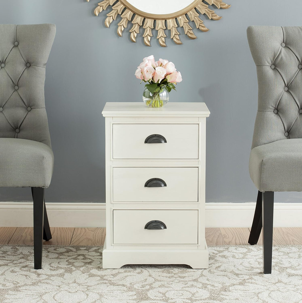 Grey 3 Drawer Side Table G6234