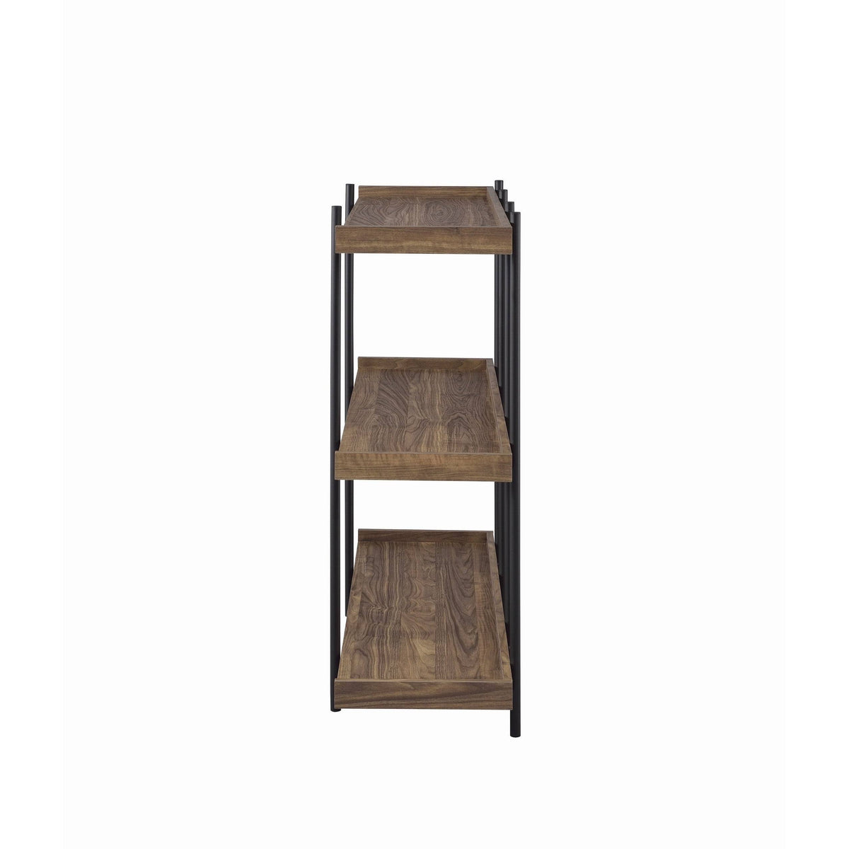 3 Tier Metal Framed Bookcase with Wooden Storage Shelves, Brown and Black H686582
