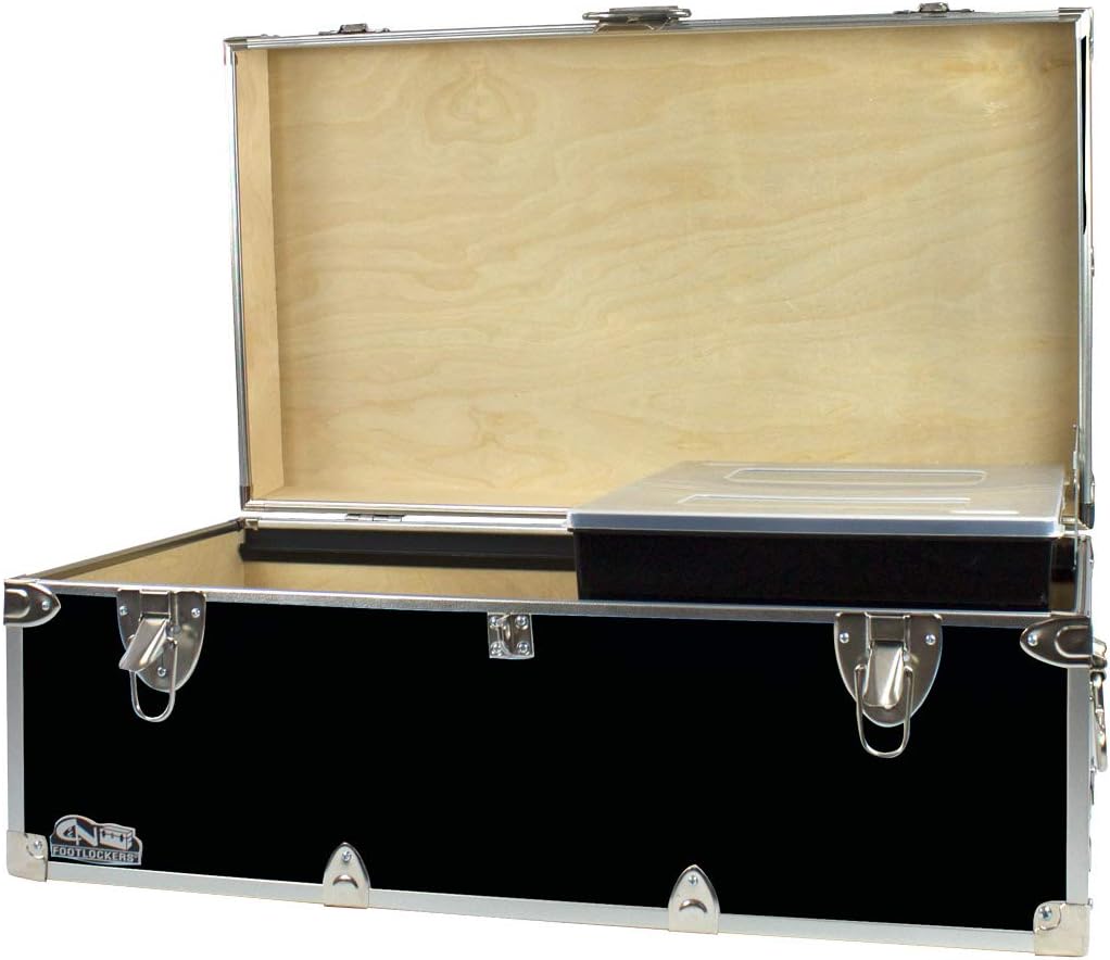 Gray Footlocker Storage Chest with Organizer Tray P1297