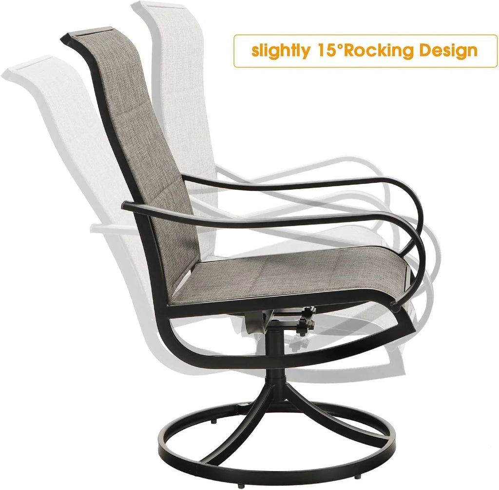 9 Piece Patio Dining Set with Padded Textilene Swivel Chairs and Expandable Table W4931