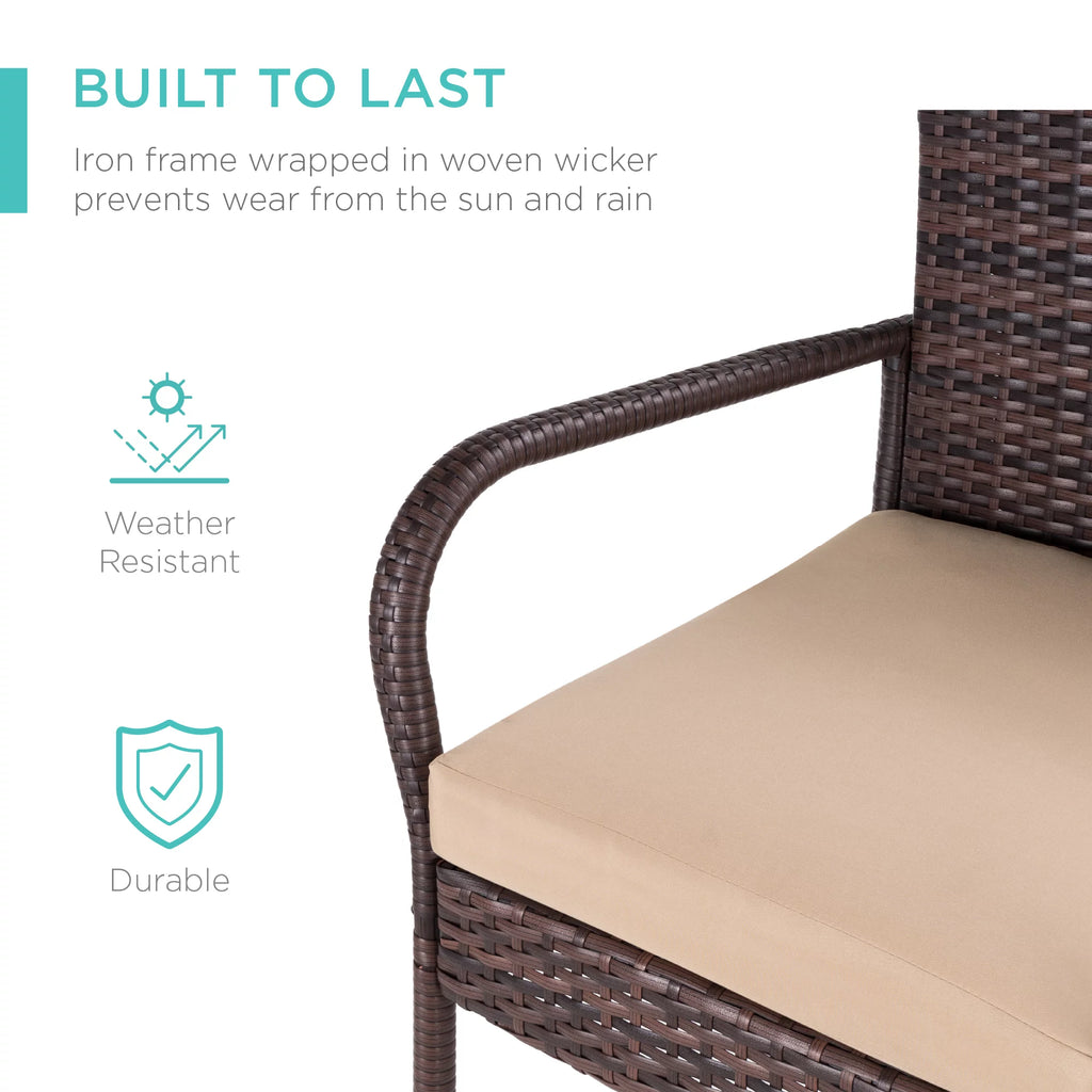 Set of 2 Outdoor Wicker Bar Stools with Cushion F6657