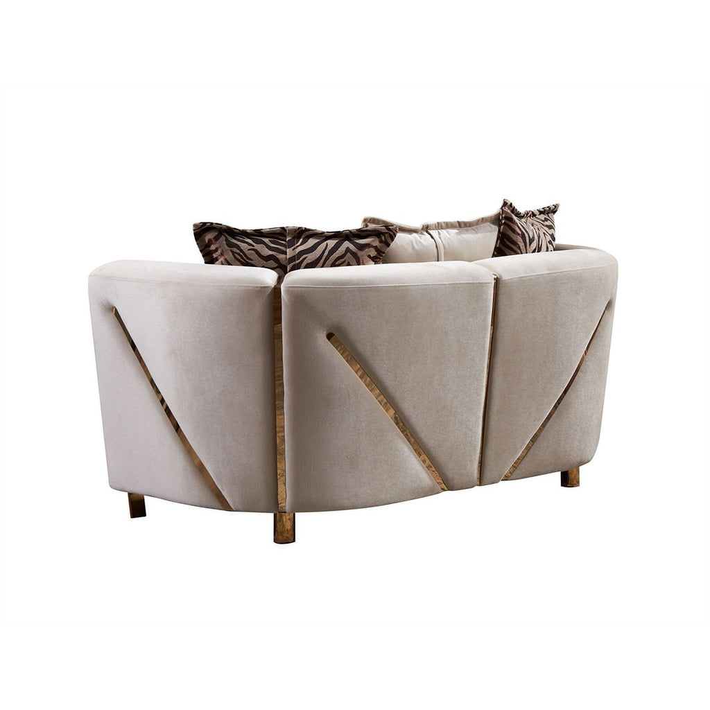Beige Velvet 2Pc Living Room Set L1575