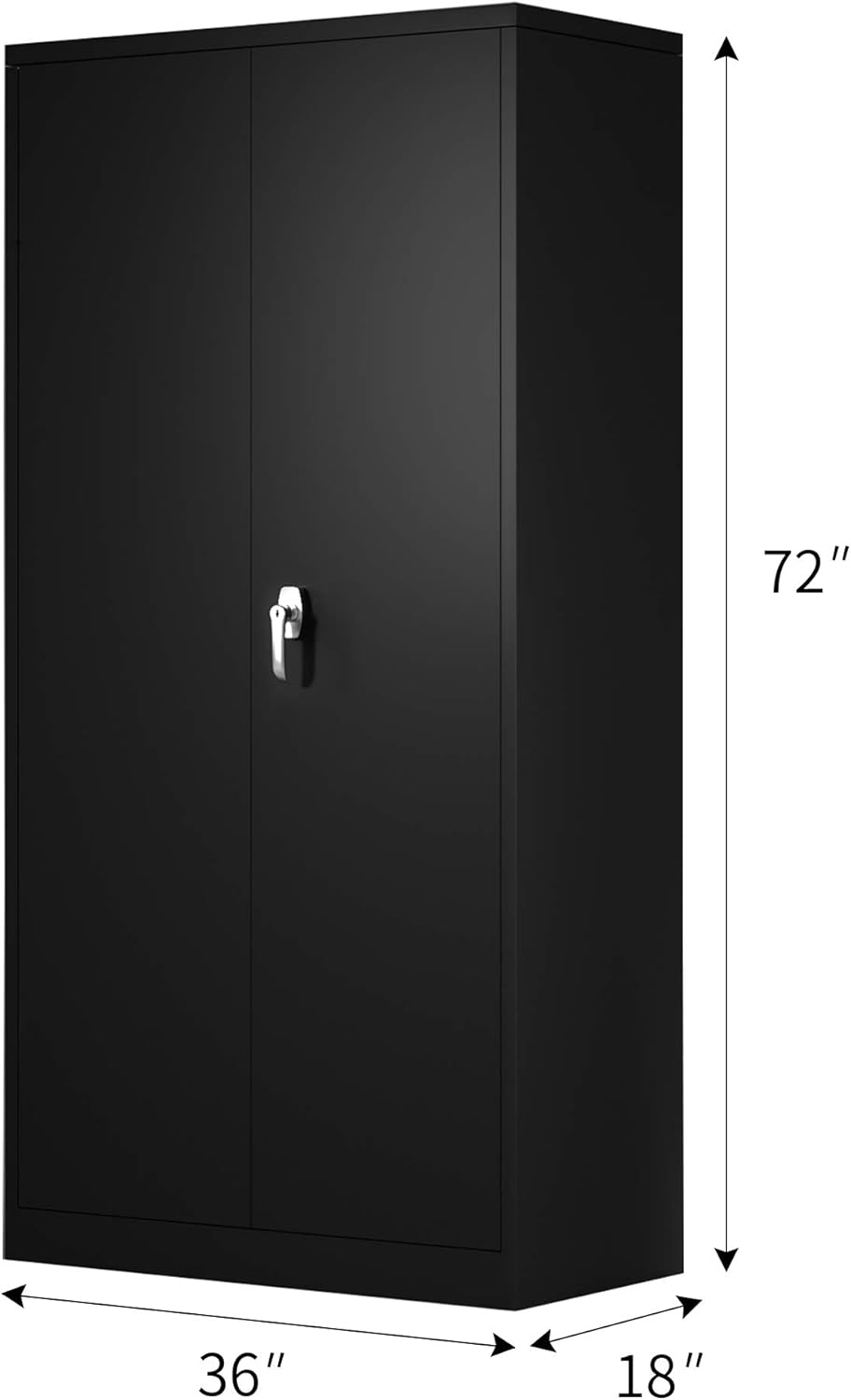 Metal Storage Cabinet with 4 Adjustable Shelves, 72 H, Black S9788
