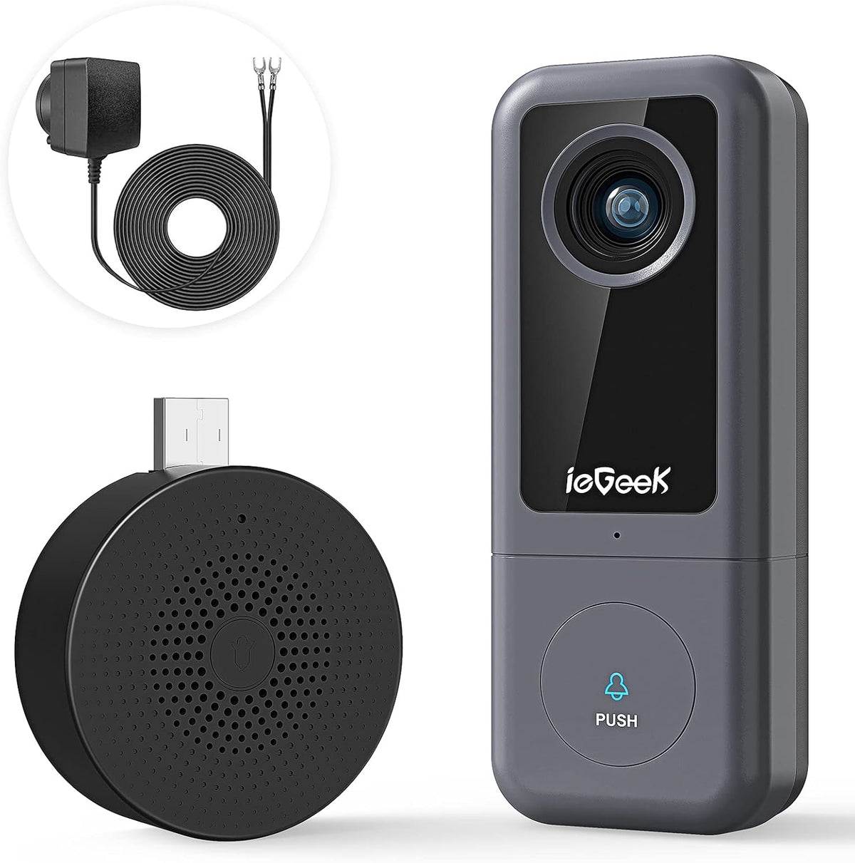Wired Video Doorbell Camera with Chime, 2K HD, 2-Way Audio, IP54 Waterproof, Pack of 2 Y2225
