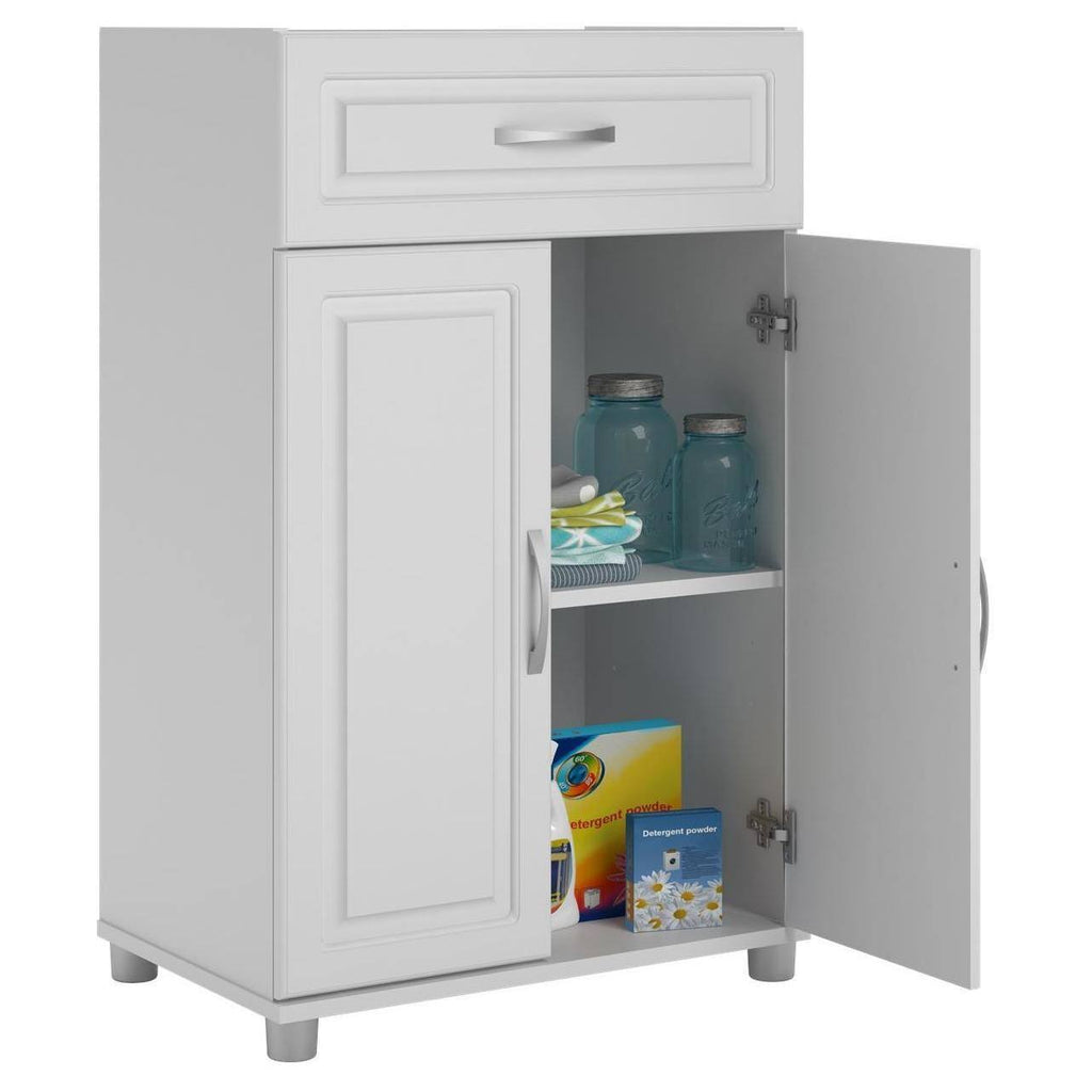White 1 Drawer 2 Door Base Storage Cabinet M625239