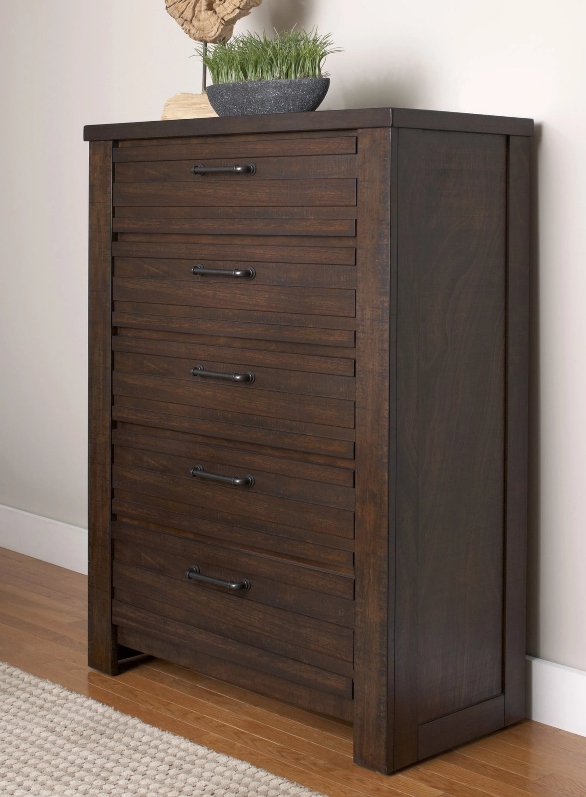 Espresso Wood Queen Bedroom Set with Dresser, Mirror, Nightstands, Chest A41148