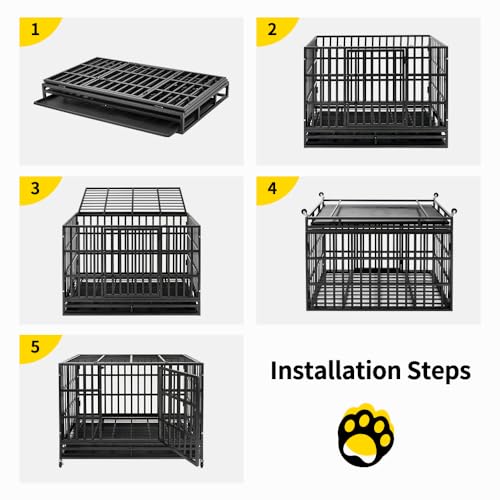 48 Inch Heavy Duty Steel Dog Crate with Wheels and Removable Tray C71748