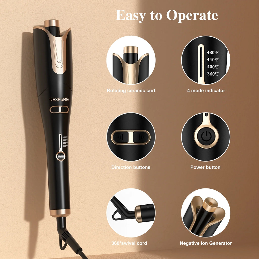 Gold 1" Rotating Barrel Curling Iron J8281