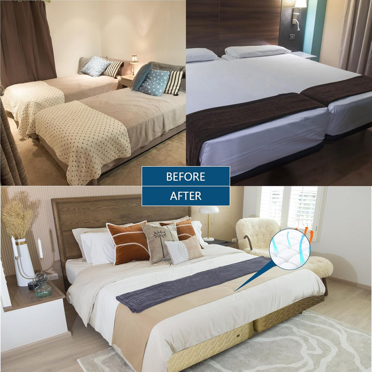 Twin to King Bed Converter Kit with Storage Bag B765