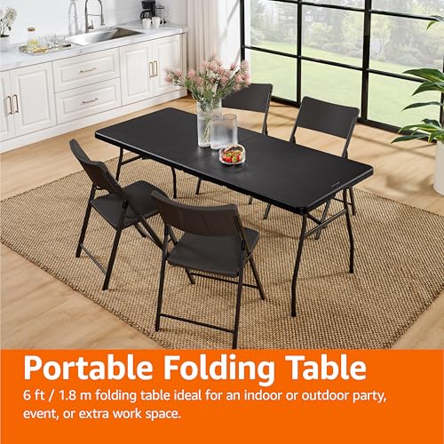 White 6 ft Folding Table with Carrying Handle C55164