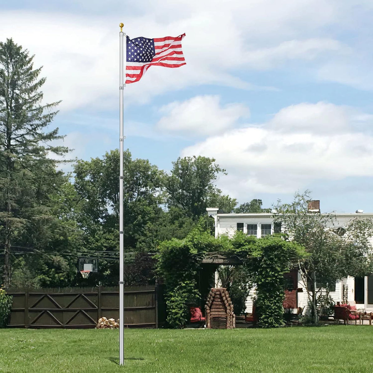 30ft Telescoping Aluminum Flag Pole Kit F583