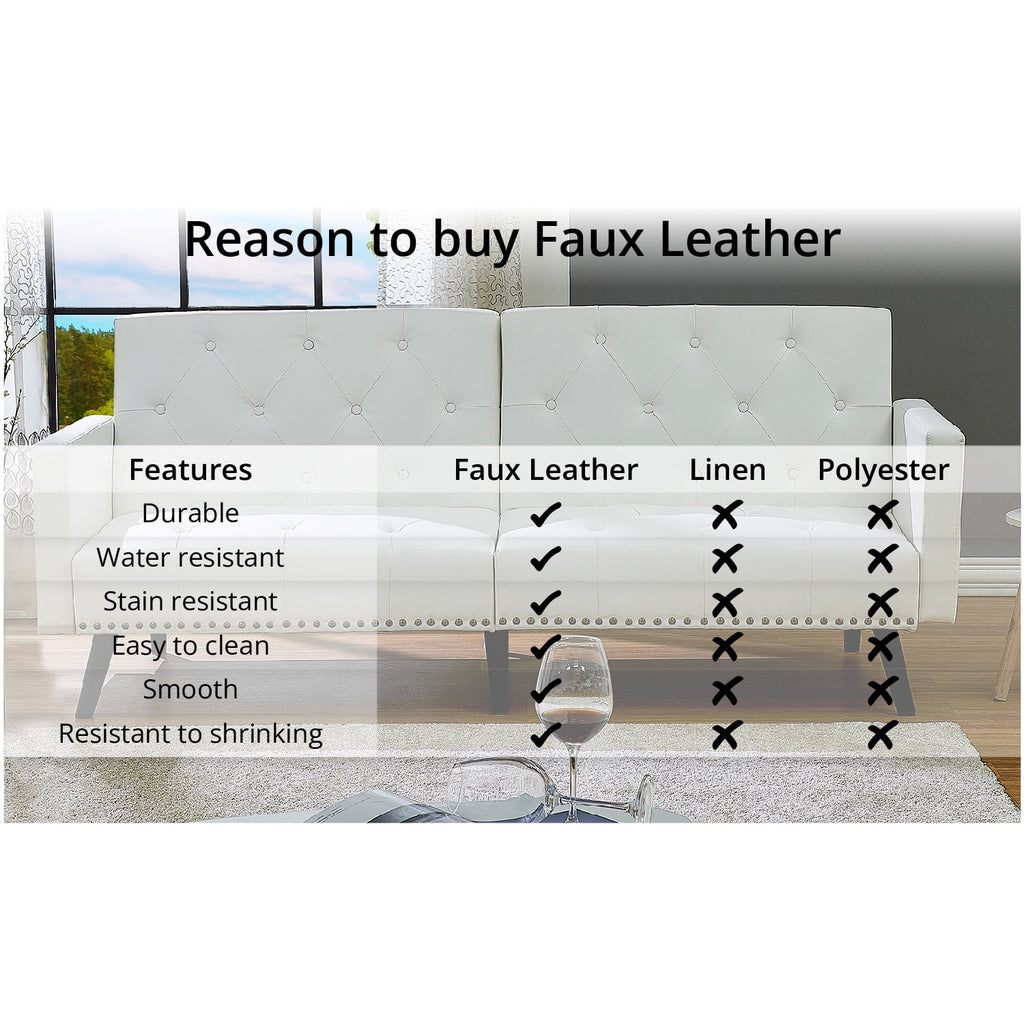 Gray Faux Leather Convertible Futon Sofa K37132