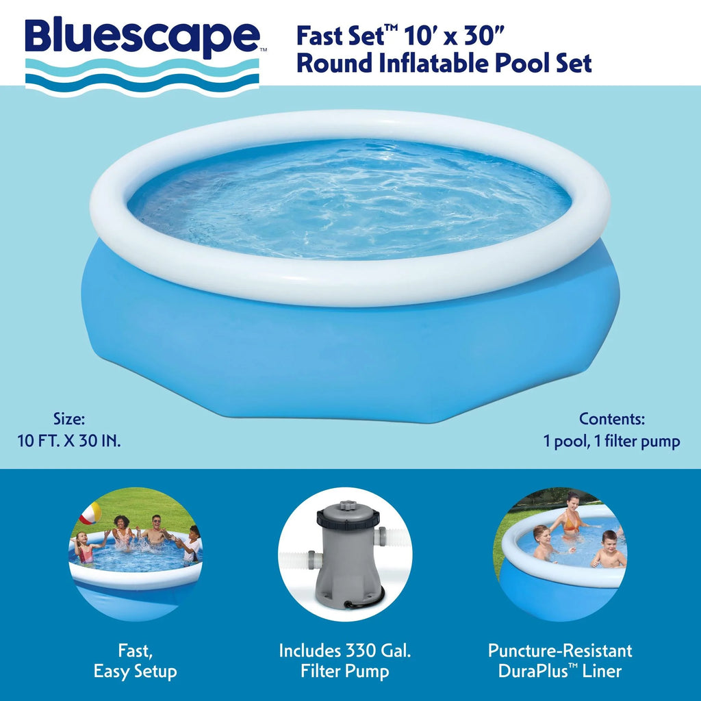 10' x 30" Round Inflatable Above Ground Pool Set P356