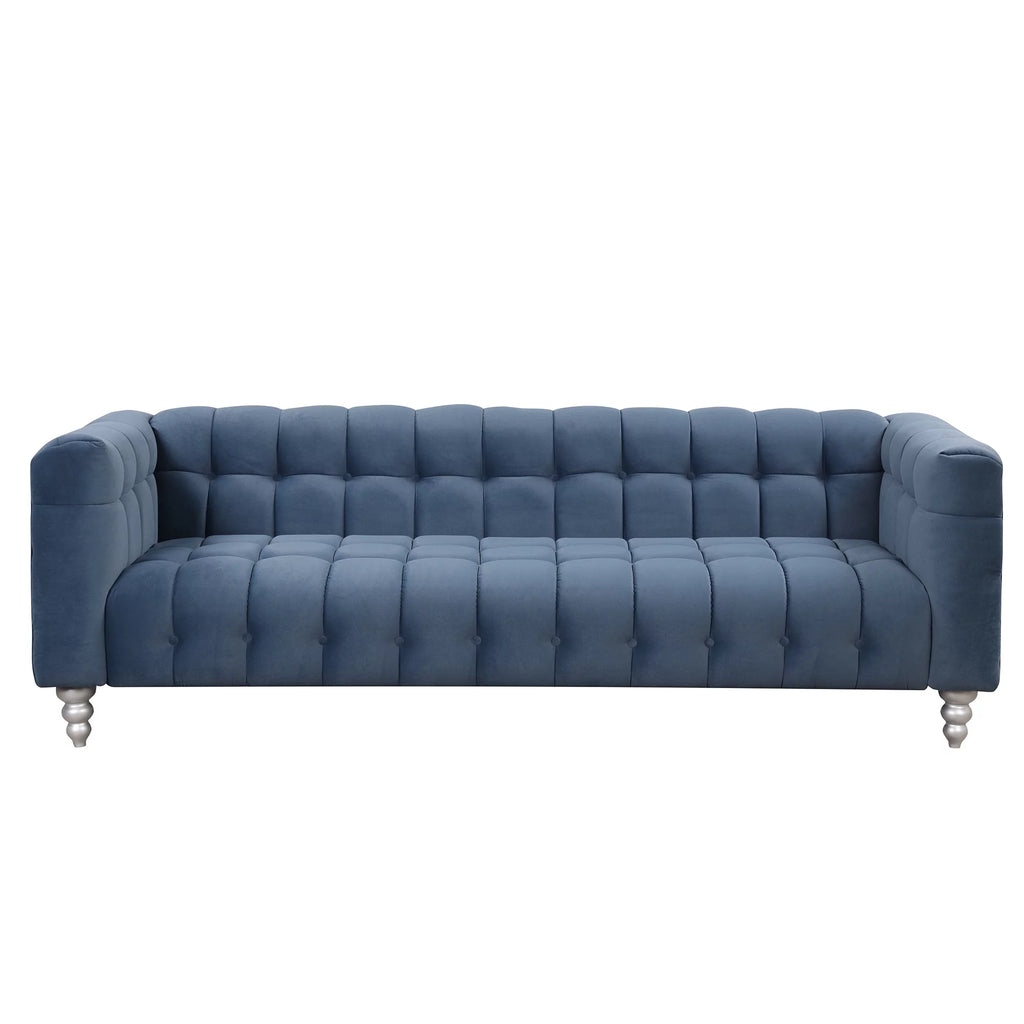 90" Blue Tufted 3 Seater Sofa E962374